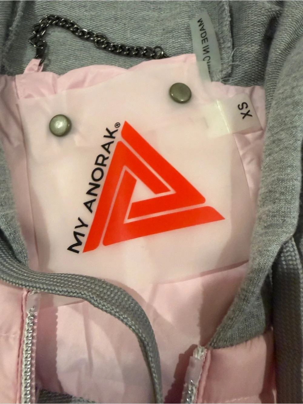 MY ANORAK Light Pink and Grey Puffer Jacket